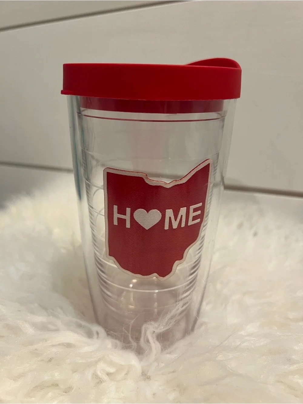 tervis Clear Travel Tumbler with Red State 'HOME' Graphic and Red Lid 16oz